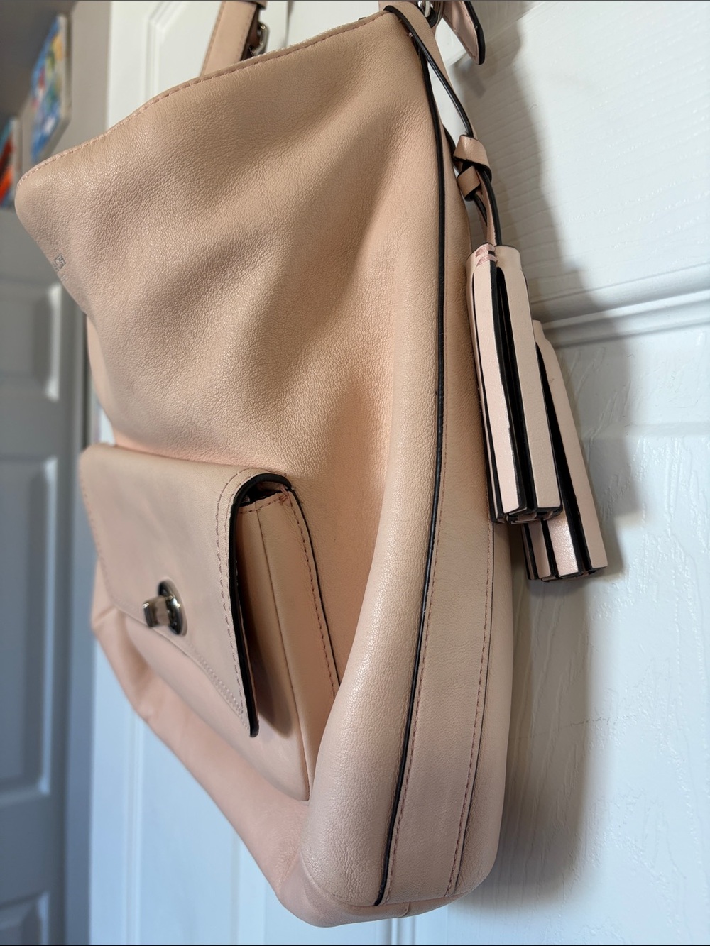 Coach Soft Pebbled Leather Shoulder Bag in Blush Pink - Picture 3 of 16